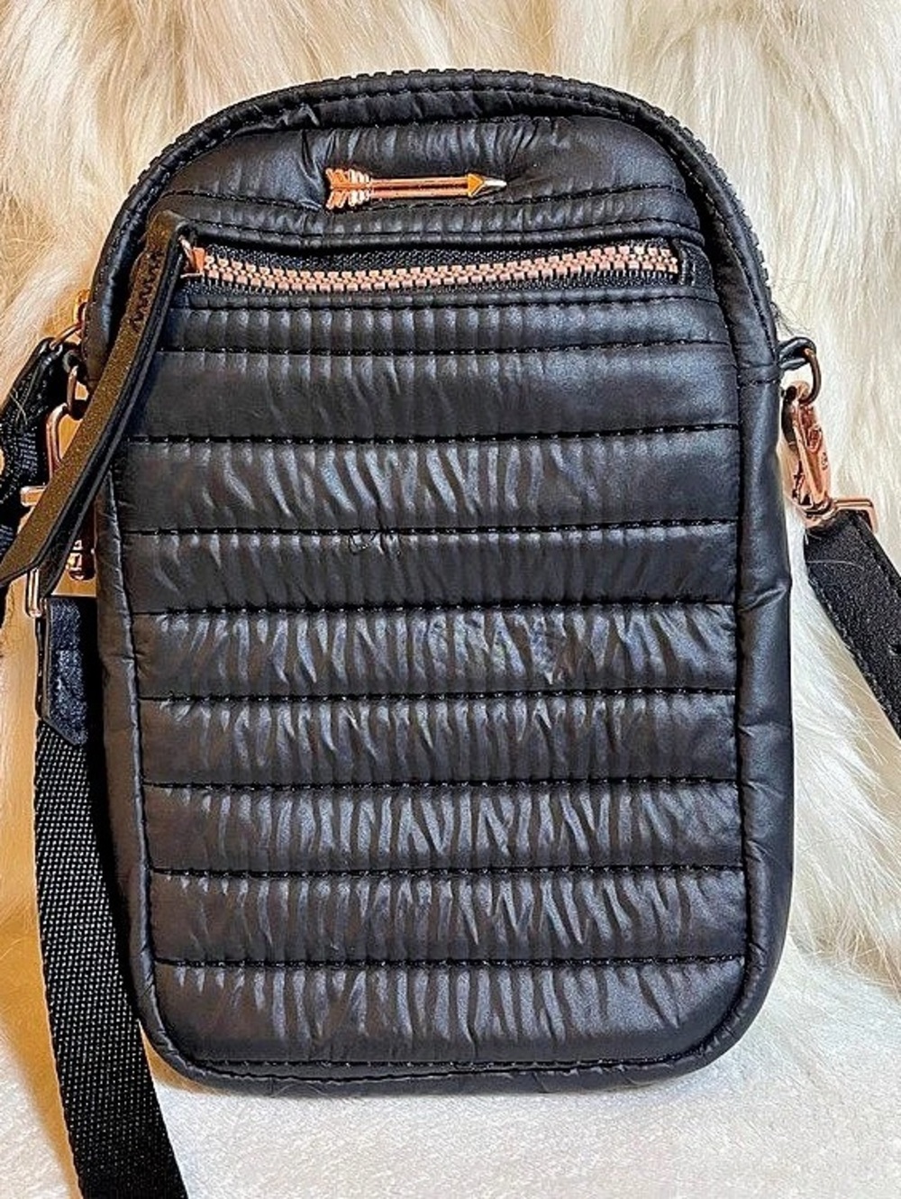 Stella & Dot - Black Quilted “Crush It” Crossbody Bag